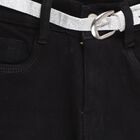 Girls' Jet Black Flared Fit Embellished Jeans, Black, small image number null
