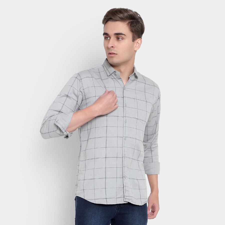 Checks Cotton Casual Shirt, Light Grey, large image number null