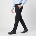 Men's Navy Blue Slim Fit Flat-Front Trousers, Navy Blue, small