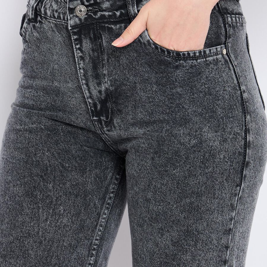 Ladies' 100% Cotton Jeans , गहरा ग्रे, large image number null