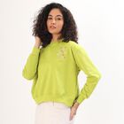 Women's Bright Lime Green Crew Neck Casual Sweatshirt, हल्का हरा, small image number null