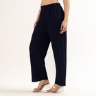 Women's Deep Navy Blue Skinny Fit Textured Harem Pants, नेवी ब्लू, small
