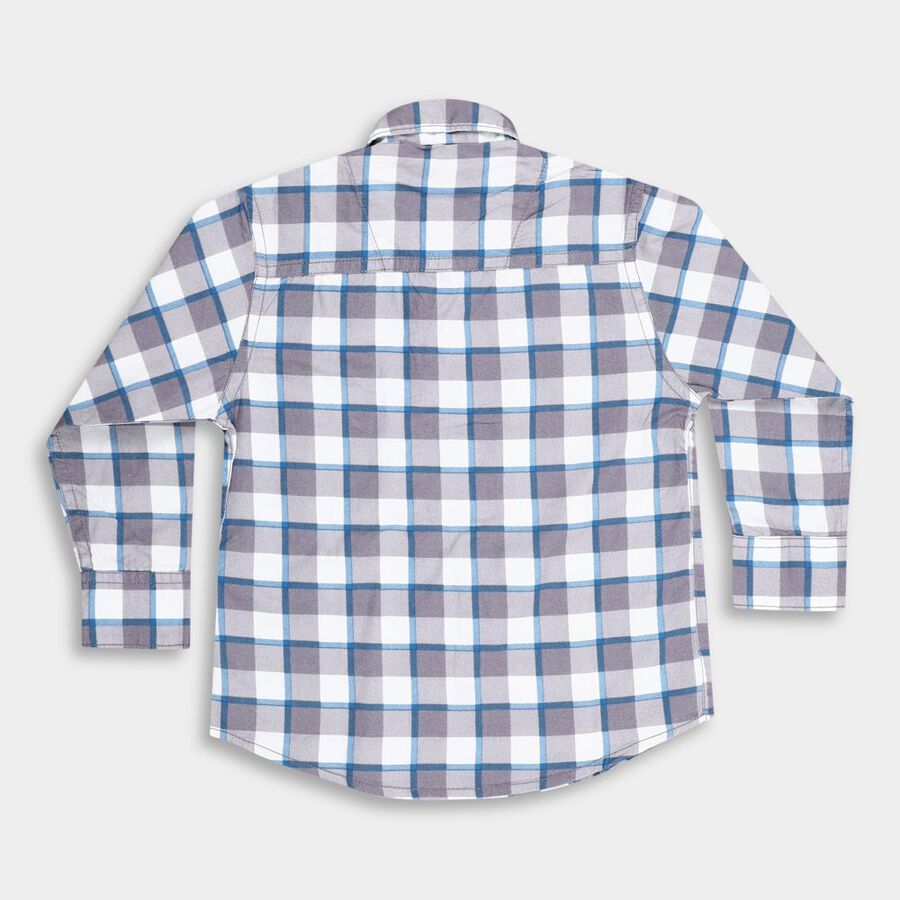 Boys' Cotton Casual Shirt, मध्यम नीला, large image number null