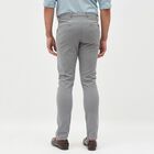 Men's Light Steel Grey Slim Fit Flat-Front Casual Trousers, Mid Blue, small image number null