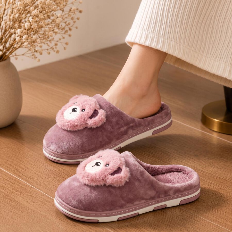 Women's Purple Slip-On House Slippers, बैंगनी, large