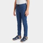 Boys Navy Blue Drawstring Waist Jeans, Dark Blue, small
