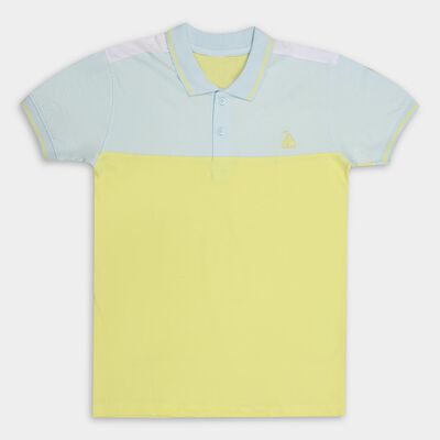 Boys' Bright Lemon Yellow Cotton Polo Neck Half Sleeve T-Shirt