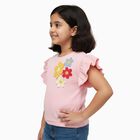 Girls Bright Pink Round Neck Casual T-Shirt, Pink, small