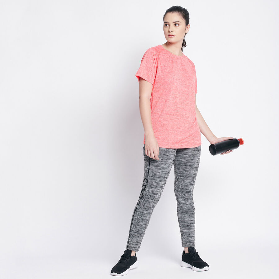 Cut & Sew Round Neck T-Shirt, Pink, large image number null