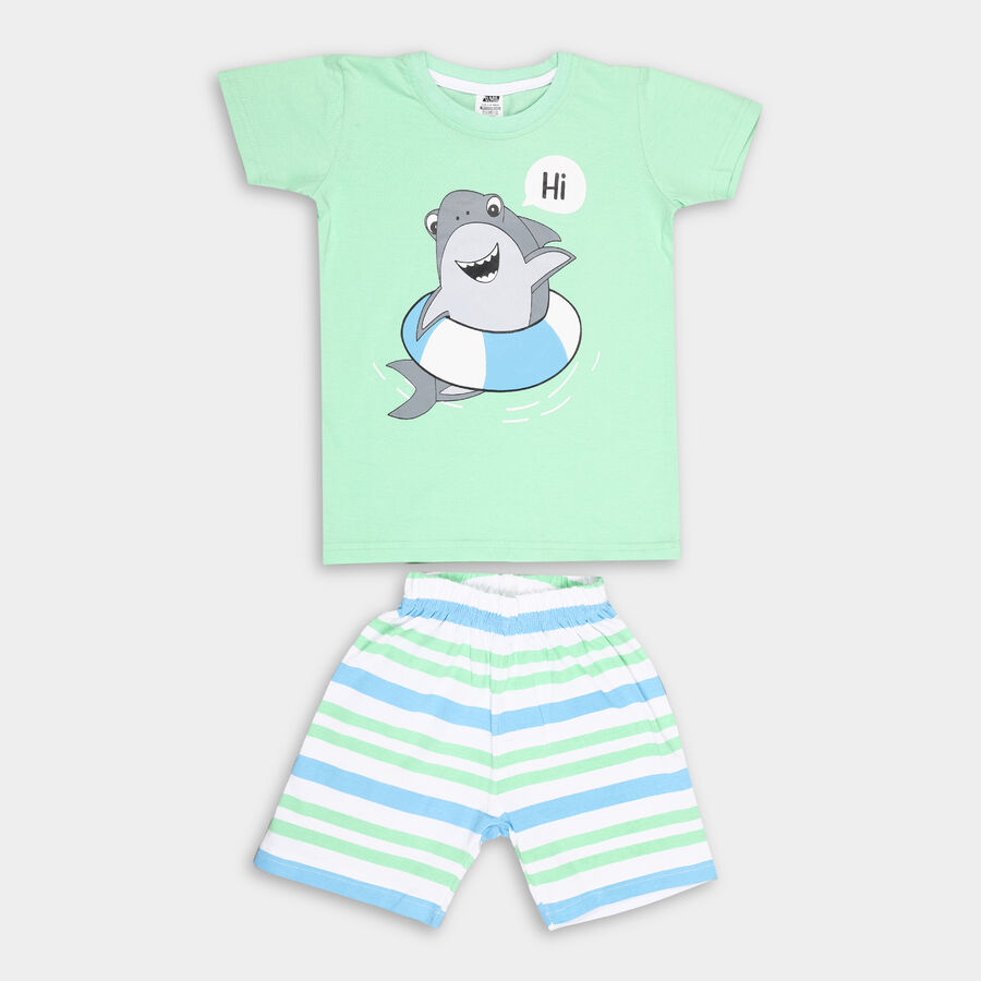 Boys' Cotton Knit Baba Suit, Light Green, large image number null