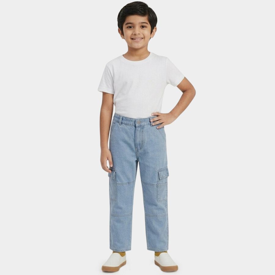 Boys' Blue Regular Fit Jeans, हल्का नीला, large
