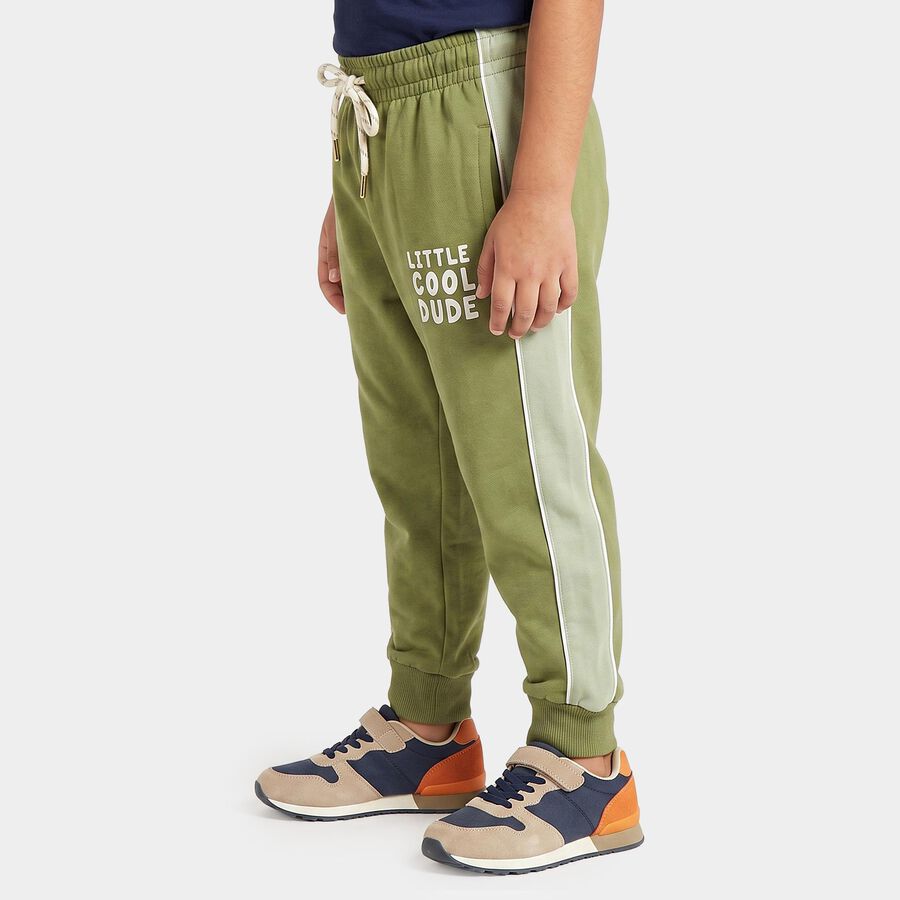 Boys Olive Green Jogger Slogan Print Pyjama, ओलिव, large