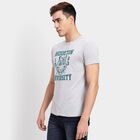 Men's Round Neck Half Sleeves T-Shirt, Light Grey, small