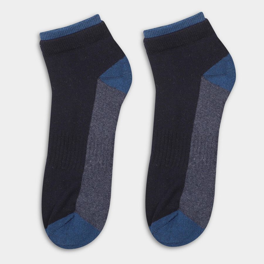 Men's Multi-Color Ankle Fit Color-Blocked Socks, Black, large image number null