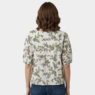 Women's Green Cotton Mandarin Collar Casual Shirt, Light Green, small