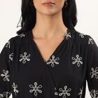 Women's Black Cotton Collar Neck Casual Shirt Dress, Black, small