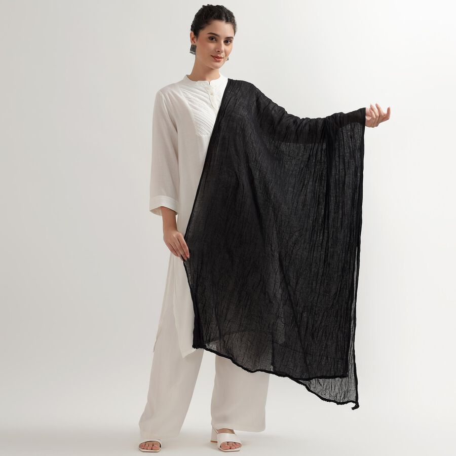 Ladies' Dupatta, Black, large image number null