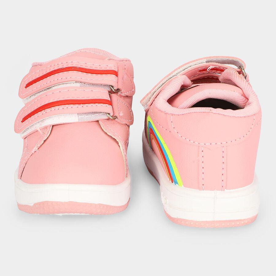 Girls Pink Velcro Strap Sneakers, Pink, large