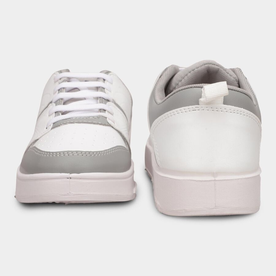 Men's Grey and White Lace-Up Casual Sneakers, Grey, large