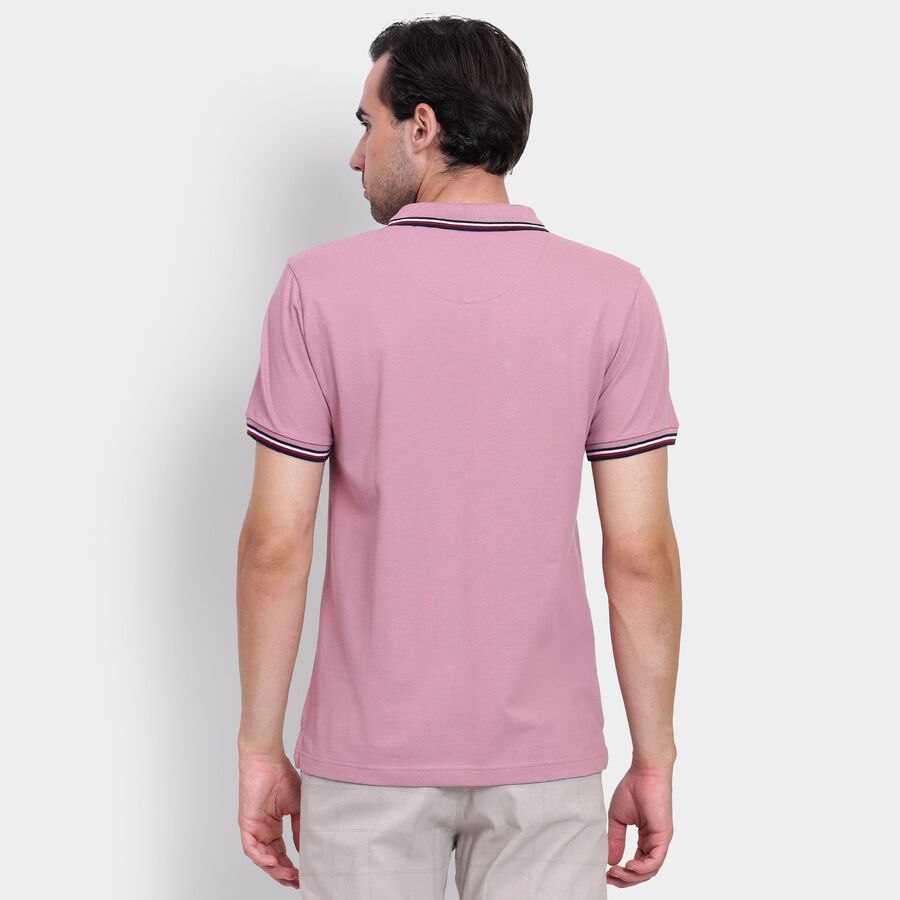 Men's Collared Half Sleeves T-Shirt, गुलाबी, large image number null