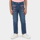 Girls Light Blue Straight Fit Bunny Embroidered Jeans, Light Blue, small