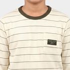 Boys' Off White Round Neck Regular T-Shirt, Off White, small