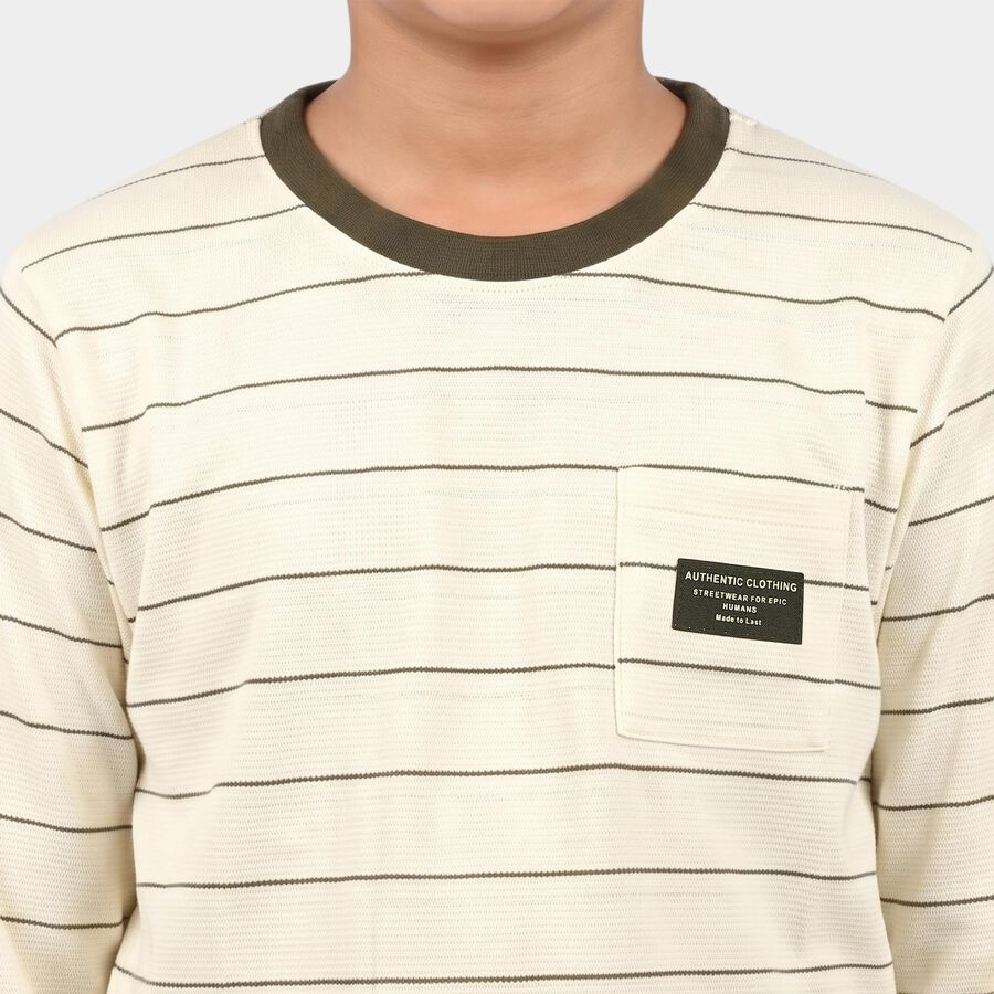 Boys' Off White Round Neck Regular T-Shirt, Off White, large