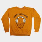 Boys' Mustard Crew Neck Pullover Sweatshirt, Mustard, small
