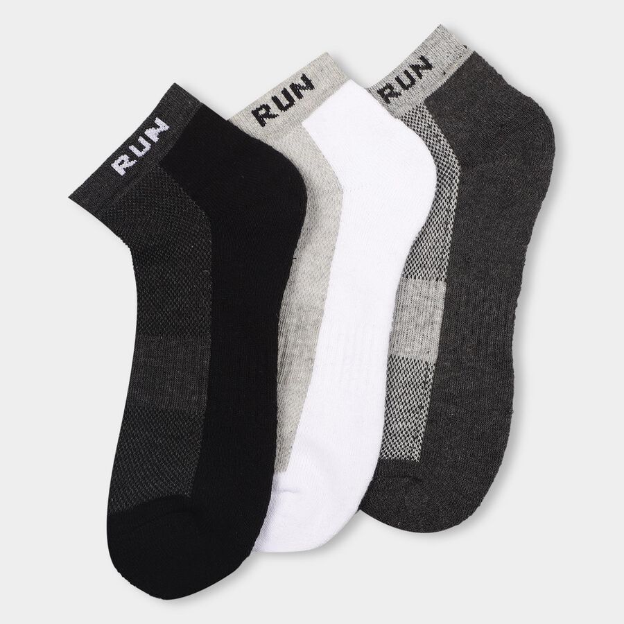Men's Sports Socks (Pack of 3), Black, large image number null