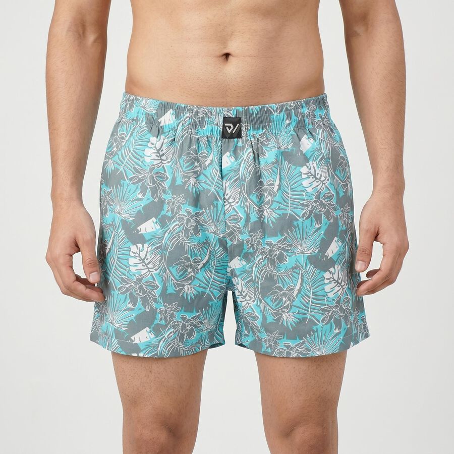 Men's Aqua Classic Fit Tropical Printed Boxers, Aqua, large
