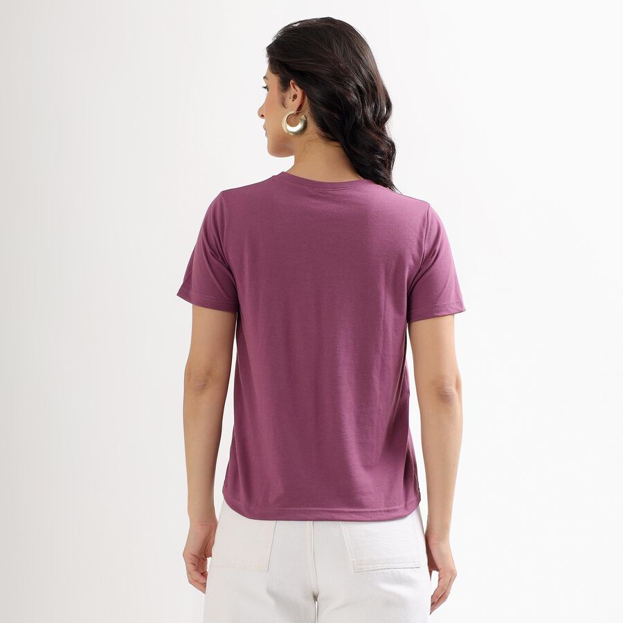 Women's Muted Purple Round Neck T-Shirt, Pink, large image number null