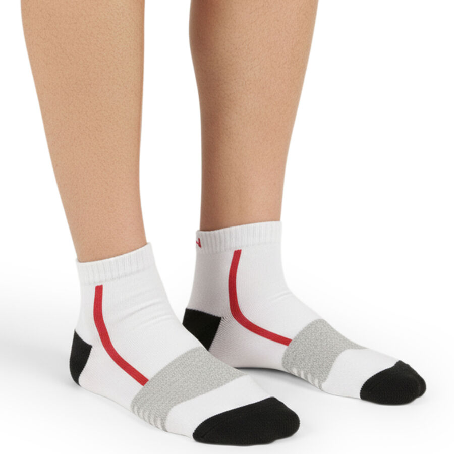 Men's Black and White Ankle Length Sporty Socks Pack of 3, Melange Light Grey, large