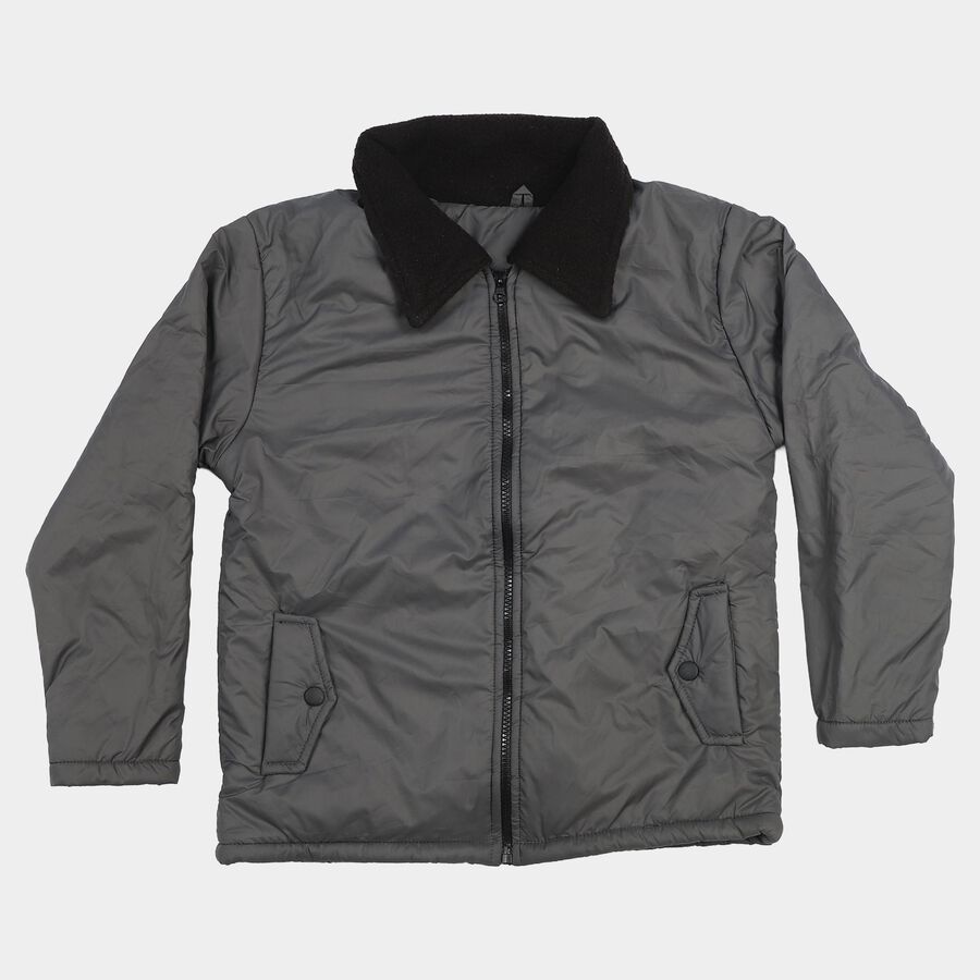 Boys Grey Bomber Jacket, Dark Grey, large