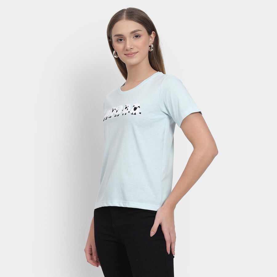 Ladies' Round Neck T-Shirt , नीला, large image number null