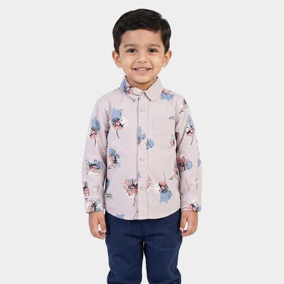Boys Pink Cotton Long Sleeve Collar Shirt