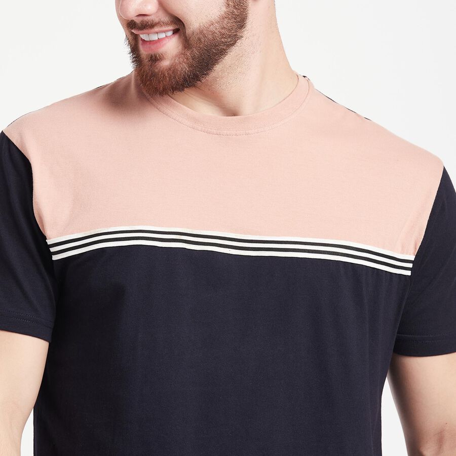 Cotton Round Neck T-Shirt, Peach, large image number null