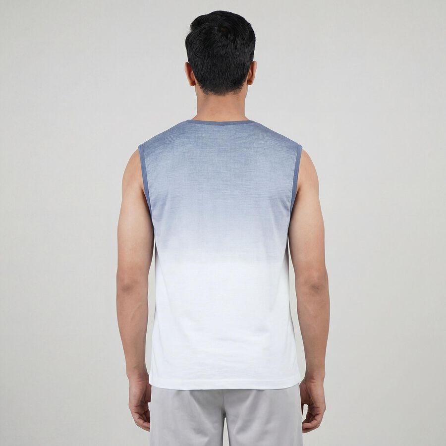 Men's Blue Cotton Round Neck Casual T-Shirt, Melange Blue, large