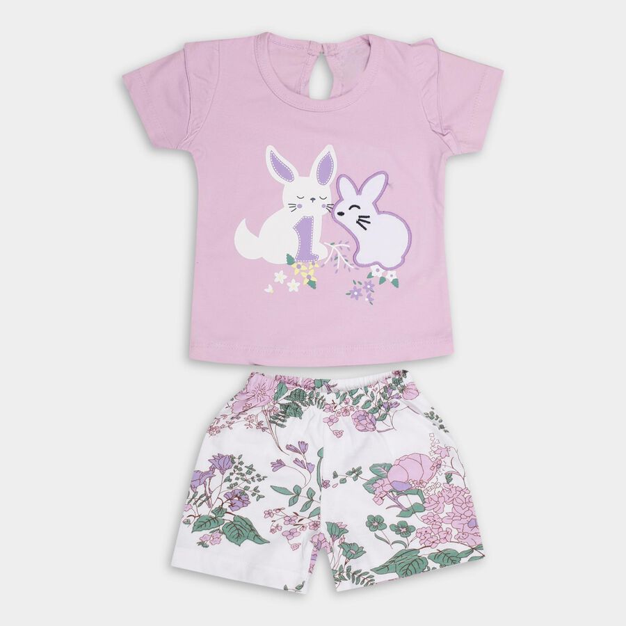 Infant Girls' 100% Cotton Short Set, Lilac, large image number null