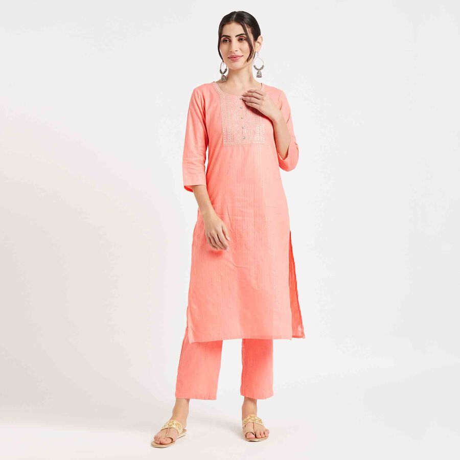 Embroidered Kurta, Peach, large image number null