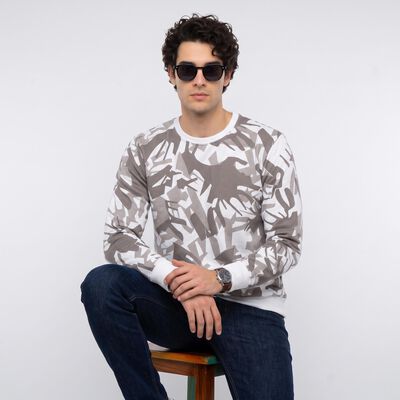 Men's Brown-Color Crew Neck Pullover Sweatshirt