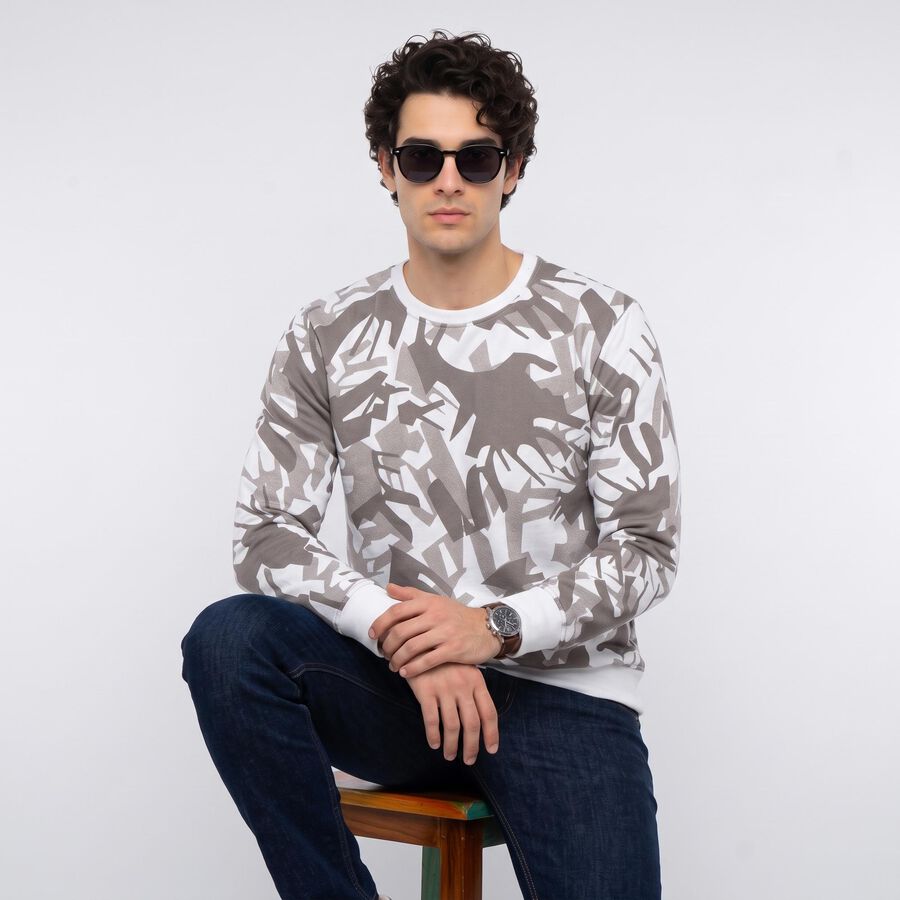 Men's Brown-Color Crew Neck Pullover Sweatshirt, Brown, large