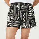 Women's Black Regular Fit Printed Shorts, काला, small