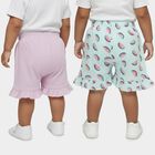 Infant Girls' Multicolour Regular Fit Ruffle Hem Half Pant, Lilac, small