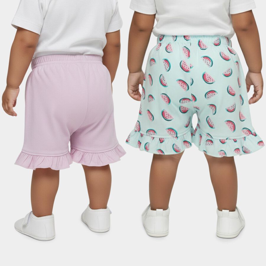 Infant Girls' Multicolour Regular Fit Ruffle Hem Half Pant, Lilac, large