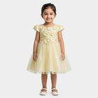 Girls' Beige Fit and Flare Embellished Party Wear Frock, Beige, small