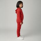 Girls Deep Crimson Red Hooded Casual Hipster Set, Maroon, small image number null