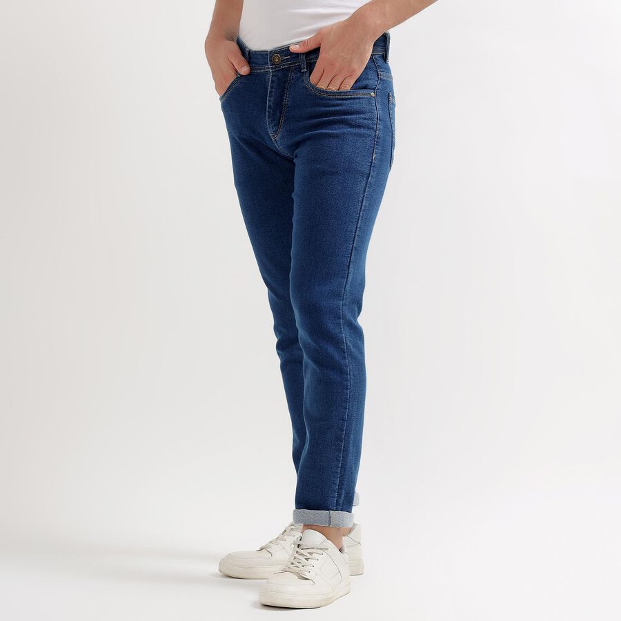 Men's Slim Fit Jeans, मध्यम नीला, large image number null