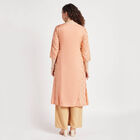 Embroidered Flared Kurta, Peach, small image number null