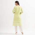 Ladies' Light Lime Green Round Neck Printed Kurta, Light Green, small