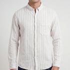 Men's Beige Cotton Spread Collar Casual Shirt, Beige, small
